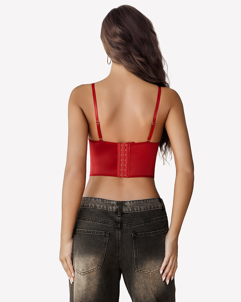 Bustier Tops V Neck Lace Bralettes Corset