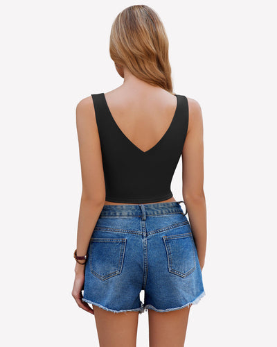 Crop Plunge Tank Tops Camisoles