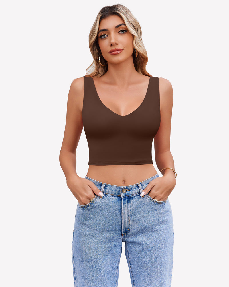 Crop Plunge Tank Tops Camisoles