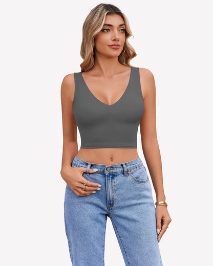 Crop Plunge Tank Tops Camisoles