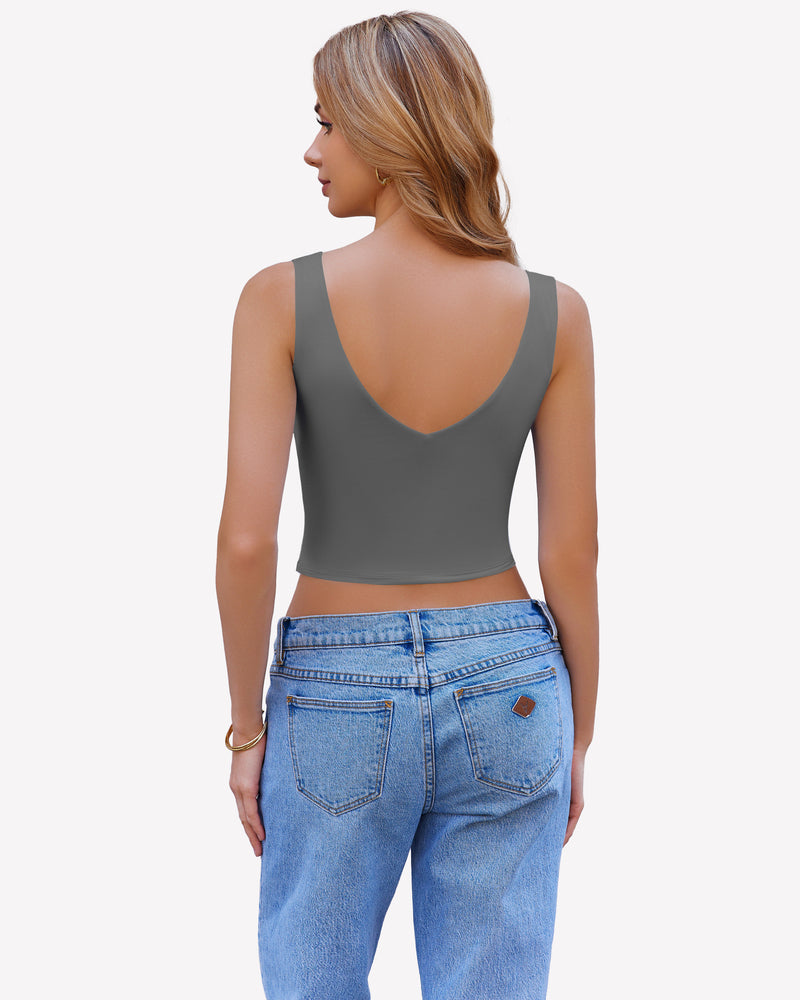 Crop Plunge Tank Tops Camisoles