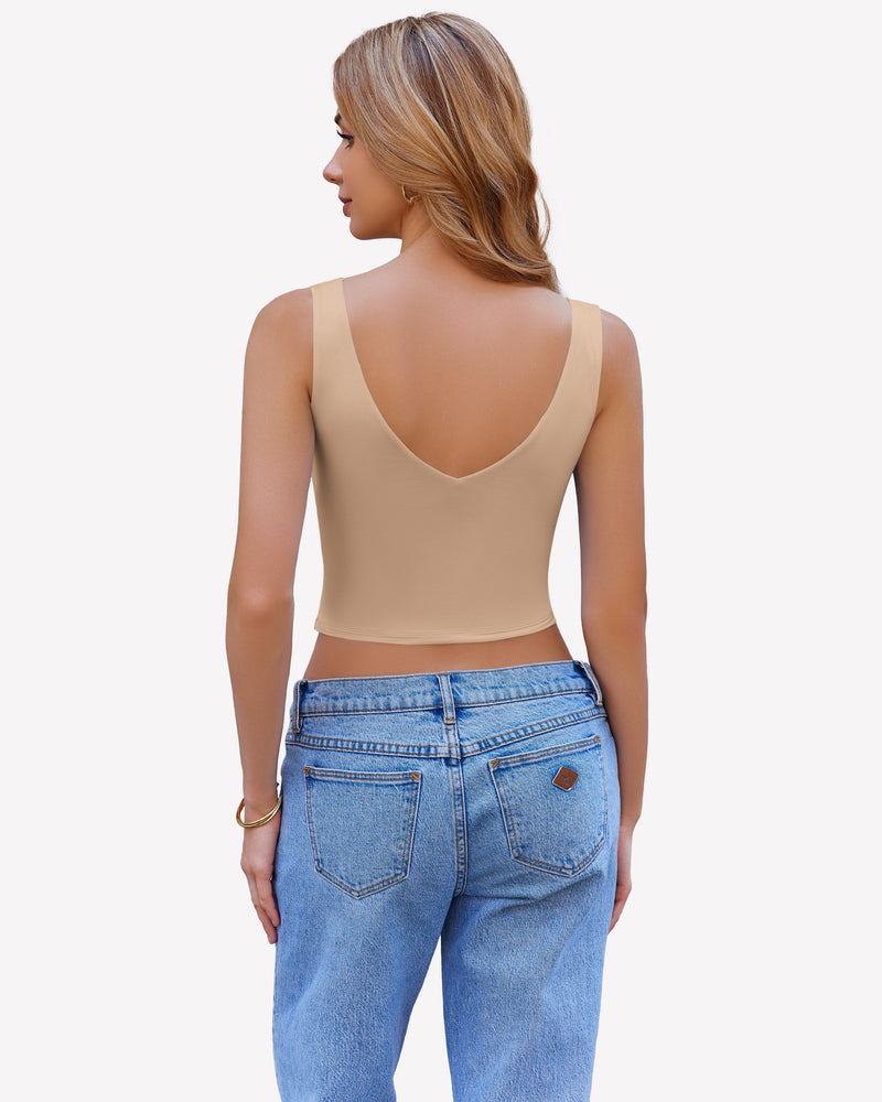 Crop Plunge Tank Tops Camisoles