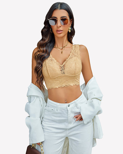 Lace Bralette Deep V Plunge Wireless Bra