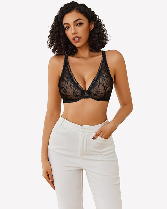 Sheer Underwire Unlined Plunge Bras