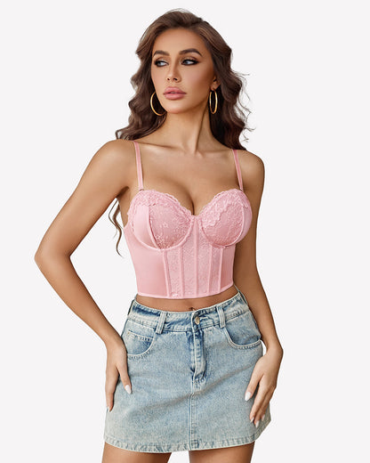 Bustier Tops V Neck Lace Bralettes Corset