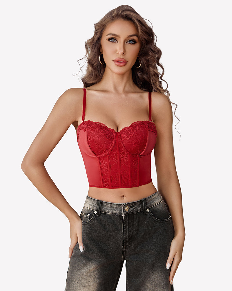 Bustier Tops V Neck Lace Bralettes Corset