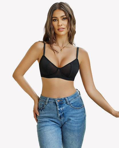 Sheer Lace Unlined Push Up Bras