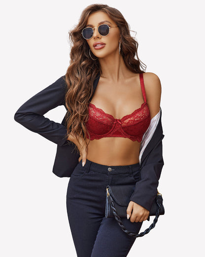 Lace Mesh Underwire Unlined Bra