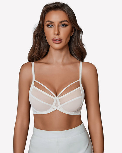 Sheer Mesh Full Coverage Unlined Minimier Bra