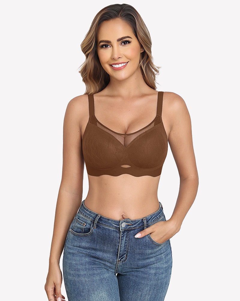 V Neck Wireless Bra Lifting Sexy Mesh Bra