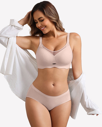 V Neck Wireless Bra Lifting Sexy Mesh Bra