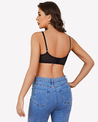 Lace Bra Underwire Unlined Sheer Mesh Bras