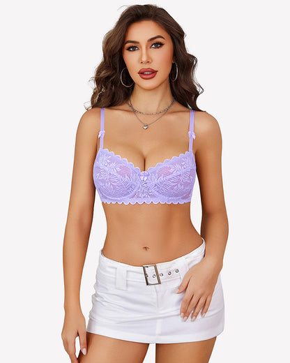 Lace Bra Underwire Unlined Sheer Mesh Bras