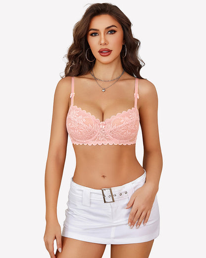 Lace Bra Underwire Unlined Sheer Mesh Bras