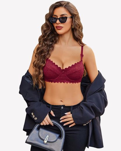 Lace Bra Underwire Unlined Sheer Mesh Bras
