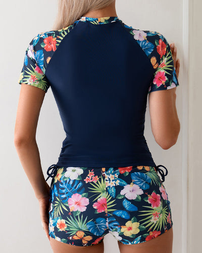 Tropical Plant Print Top & Shorts Set
