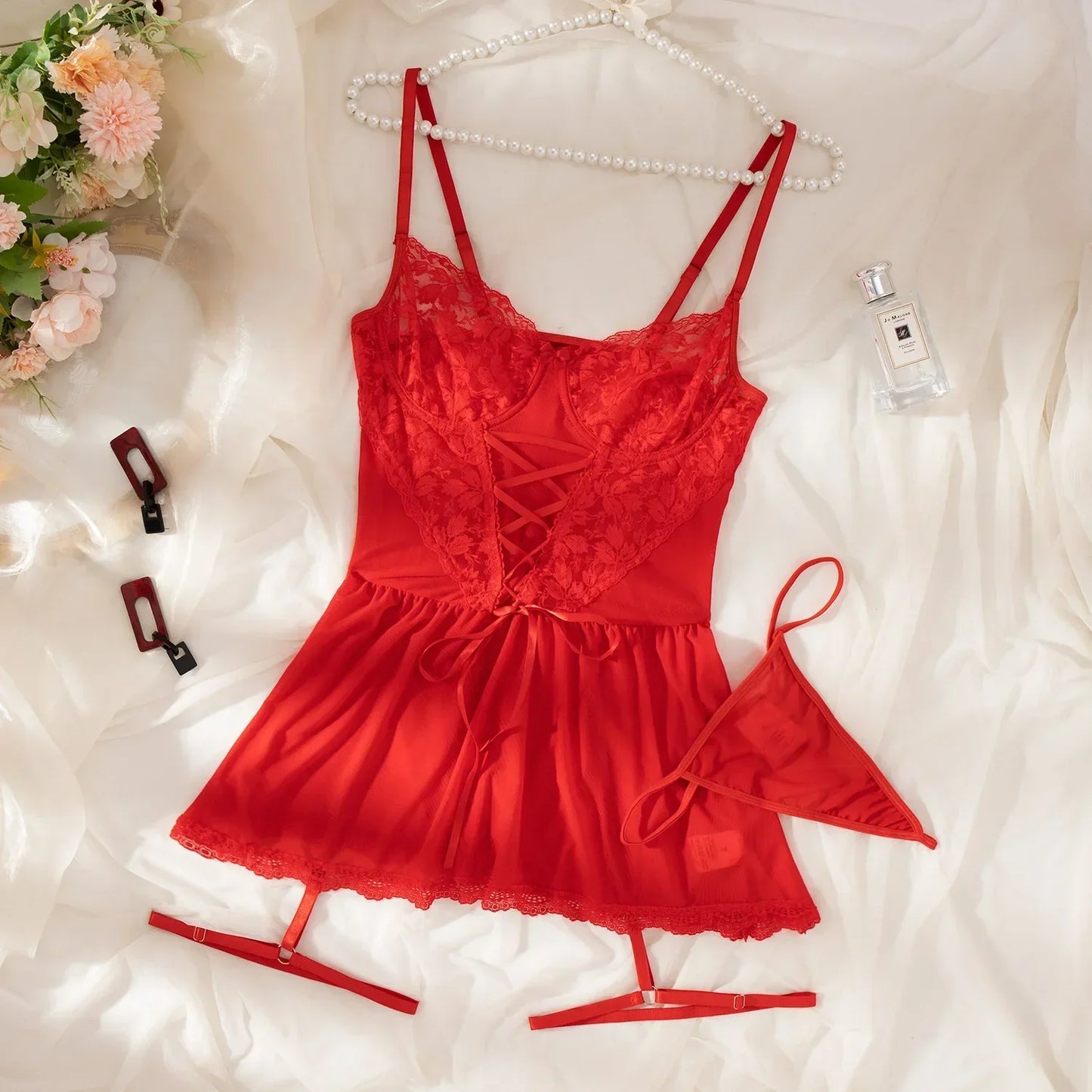 Nova Elegant Nightgown with Floral Pattern