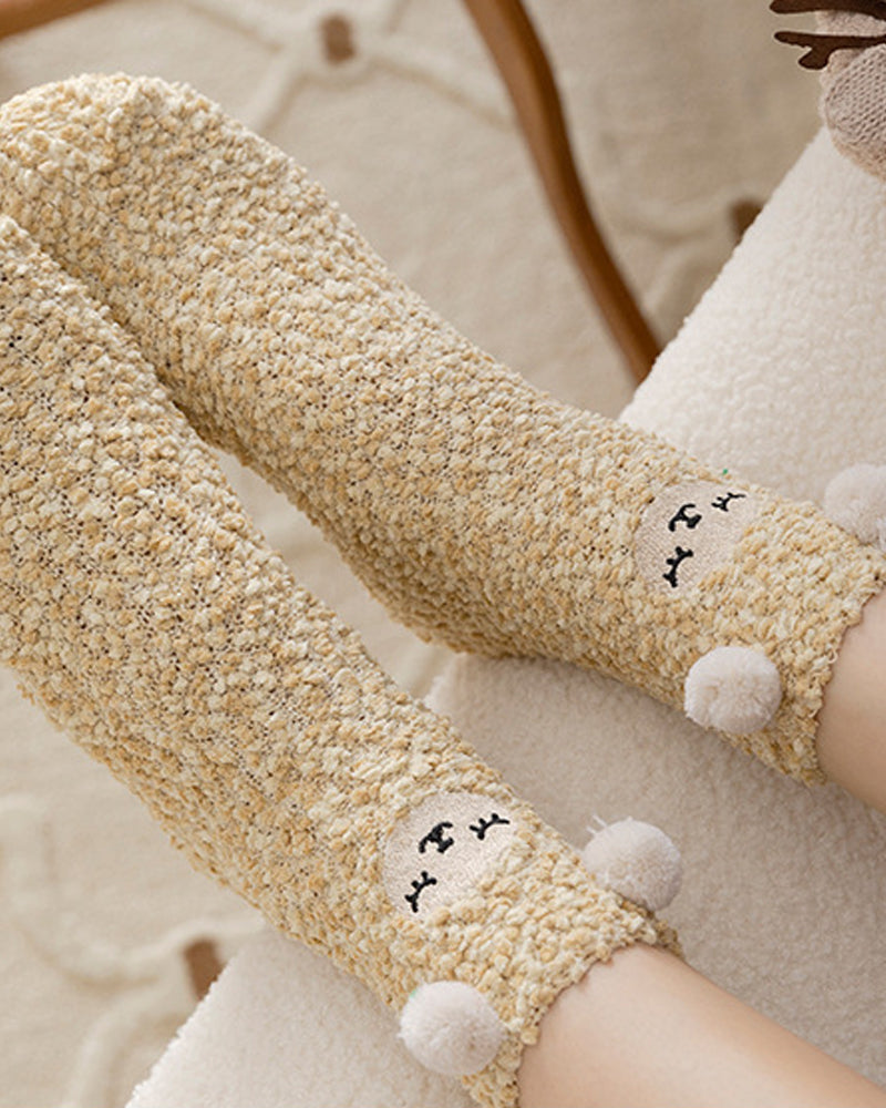 Christmas Coral Fleece Fun Print Warm Socks